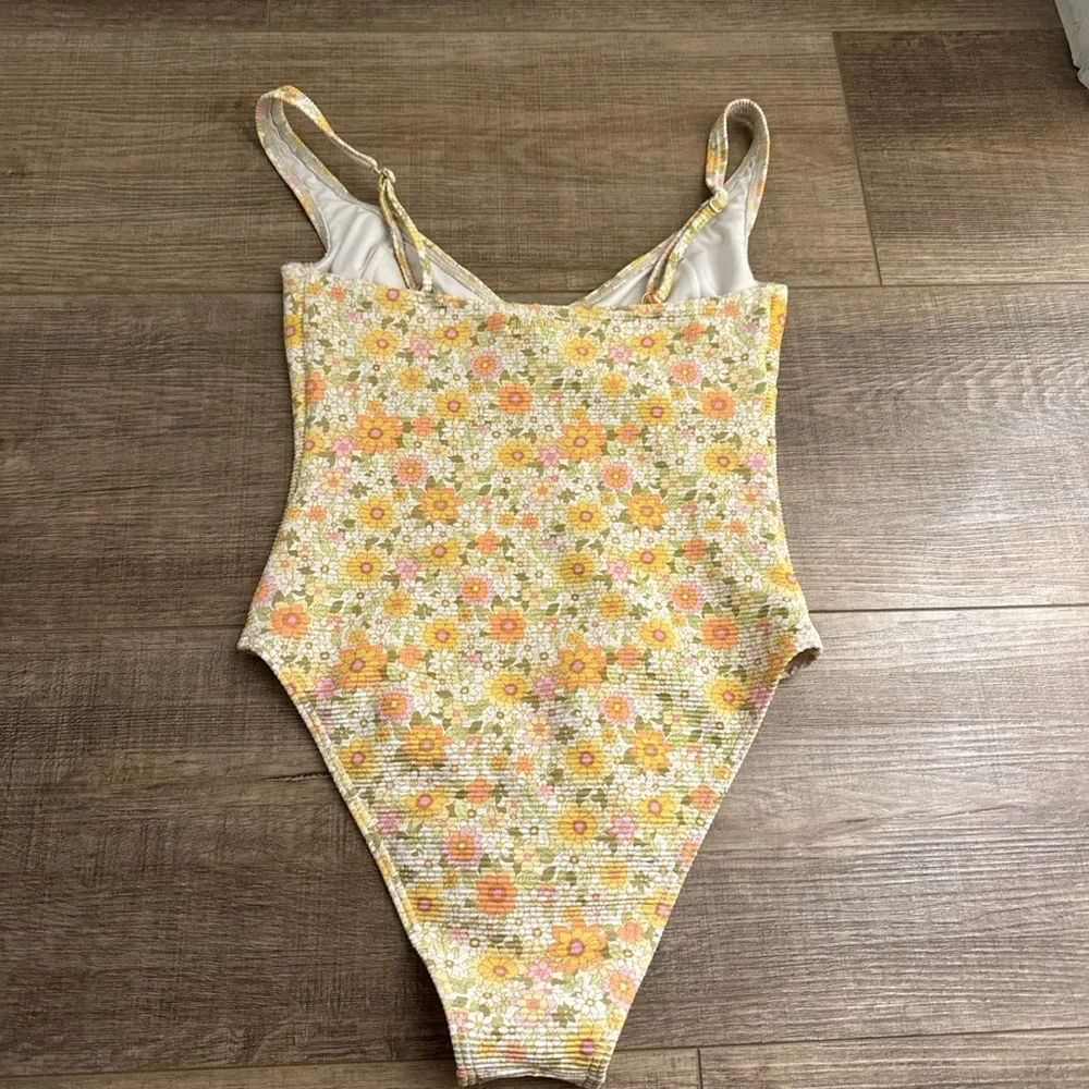 Billabong Yellow Floral One-Piece Swimsuit - Picture 2 of 2